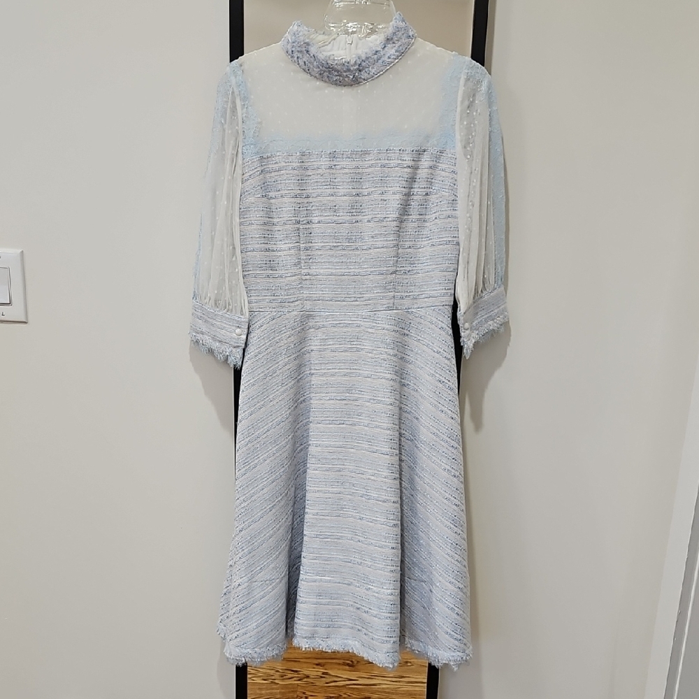 Elegant Blue and White Women's Dress